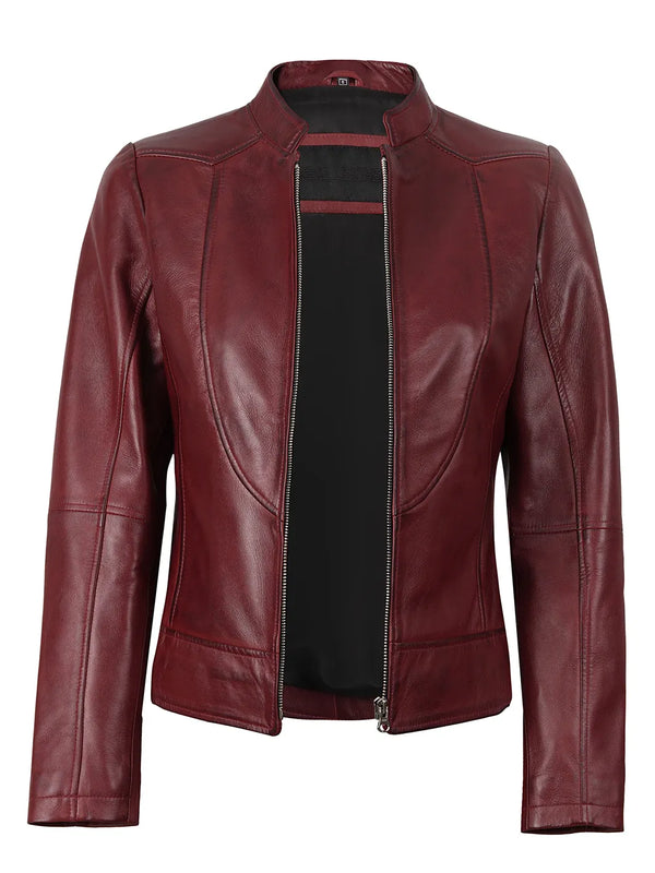 Moto leather jacket women