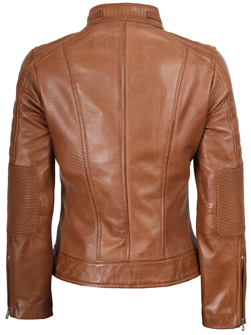 Austin Tan Brown Biker Leather Jacket Womens 