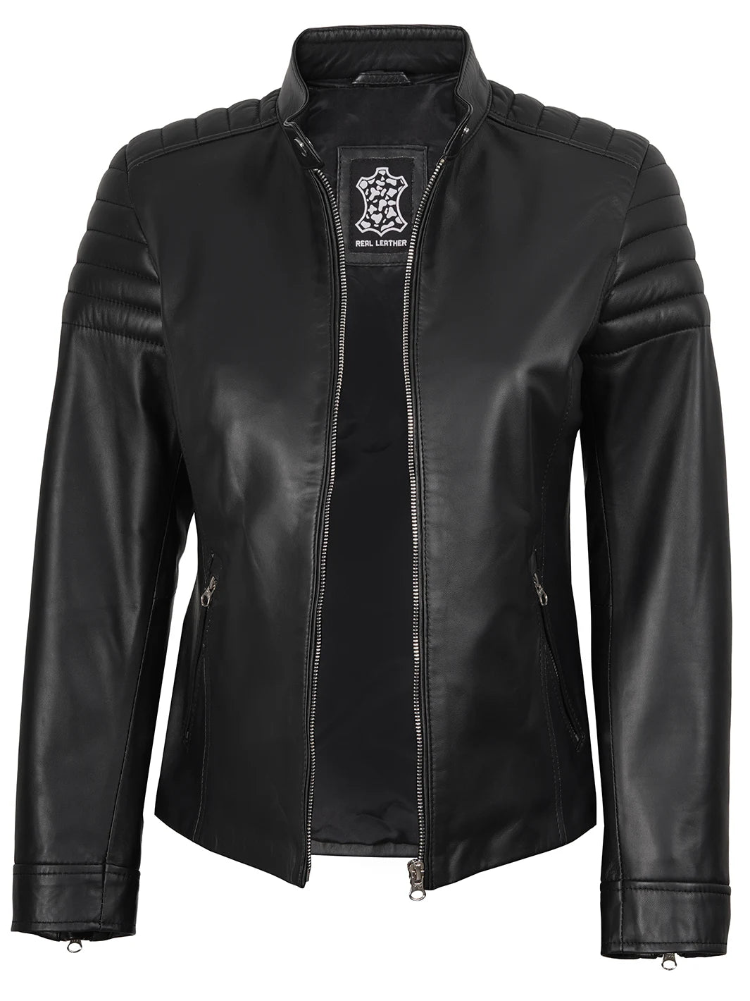 Cafe Racer Leather Jacket Black Womens 