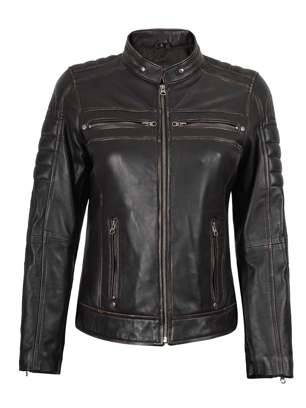 Dark Brown Motorcycle Leather Jackets Womens