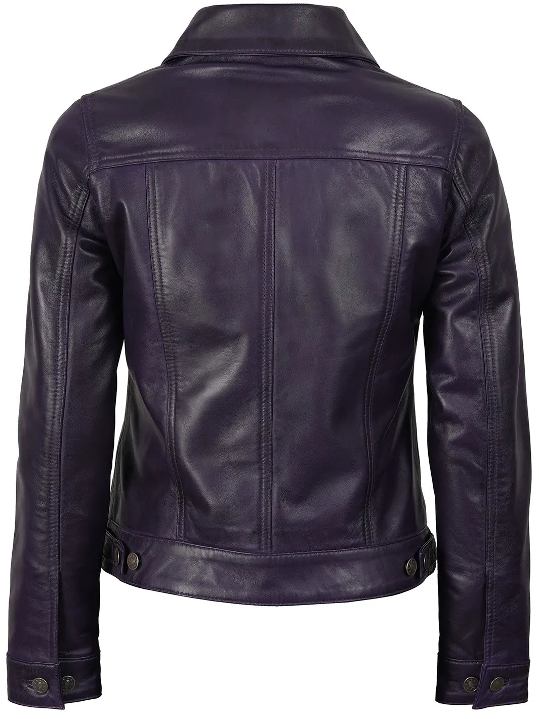 Fernando Womens Purple Wax Leather Trucker Jacket