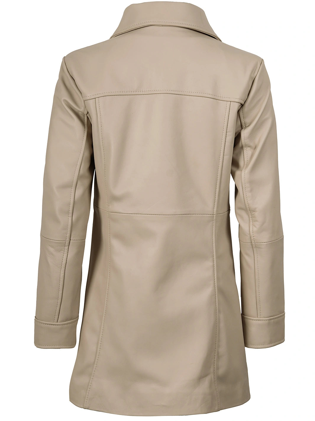 Kandis Womens Biege Real Leather Car Coat