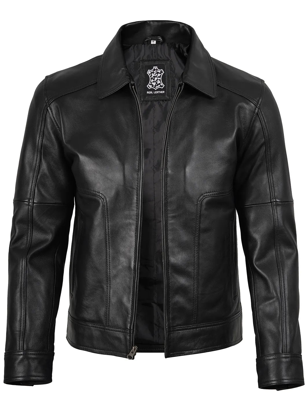 Mens Harrington Vintage Black Leather Jacket