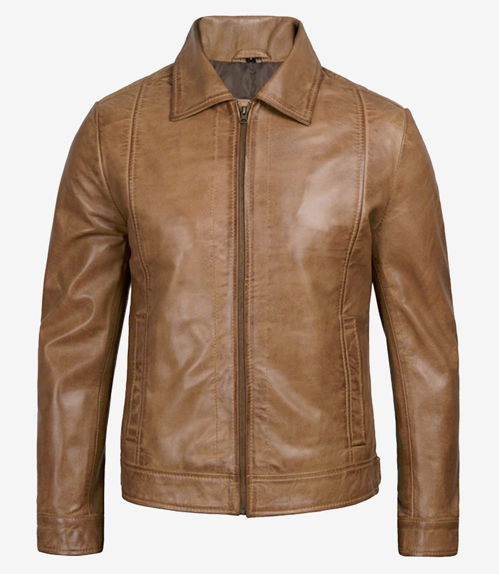 Mens Light Brown Leather Jacket