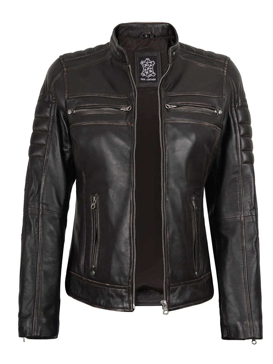 Women's Dark Brown Motorcycle Leather Jackets
