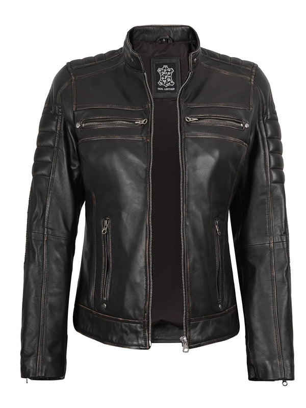 Women's Dark Brown Motorcycle Leather Jackets