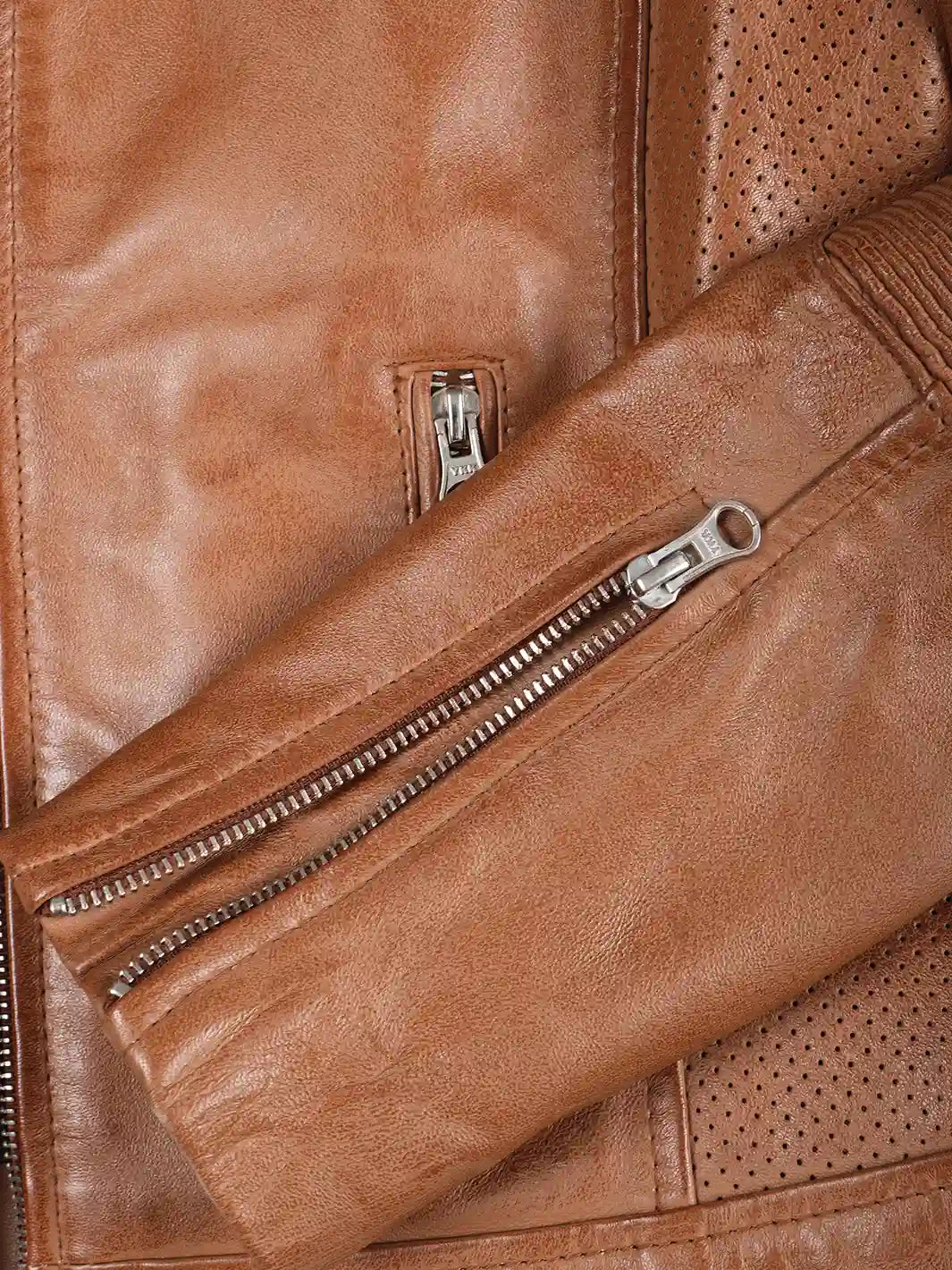 Womens Leather Jacket Biker Tan Brown