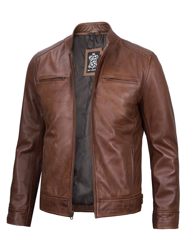 Mens cafe racer leather jacket