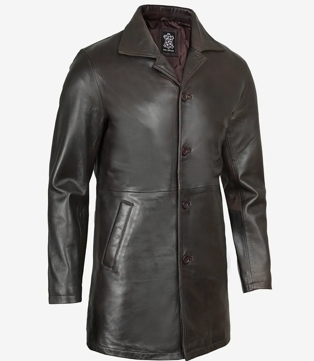 Black leather coat on a white background