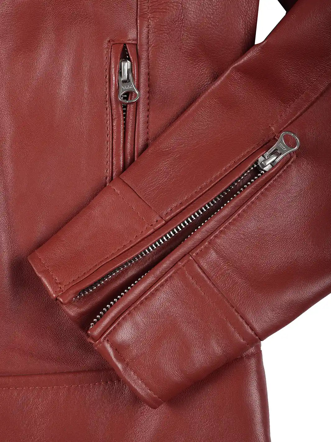 womens red leather jacket