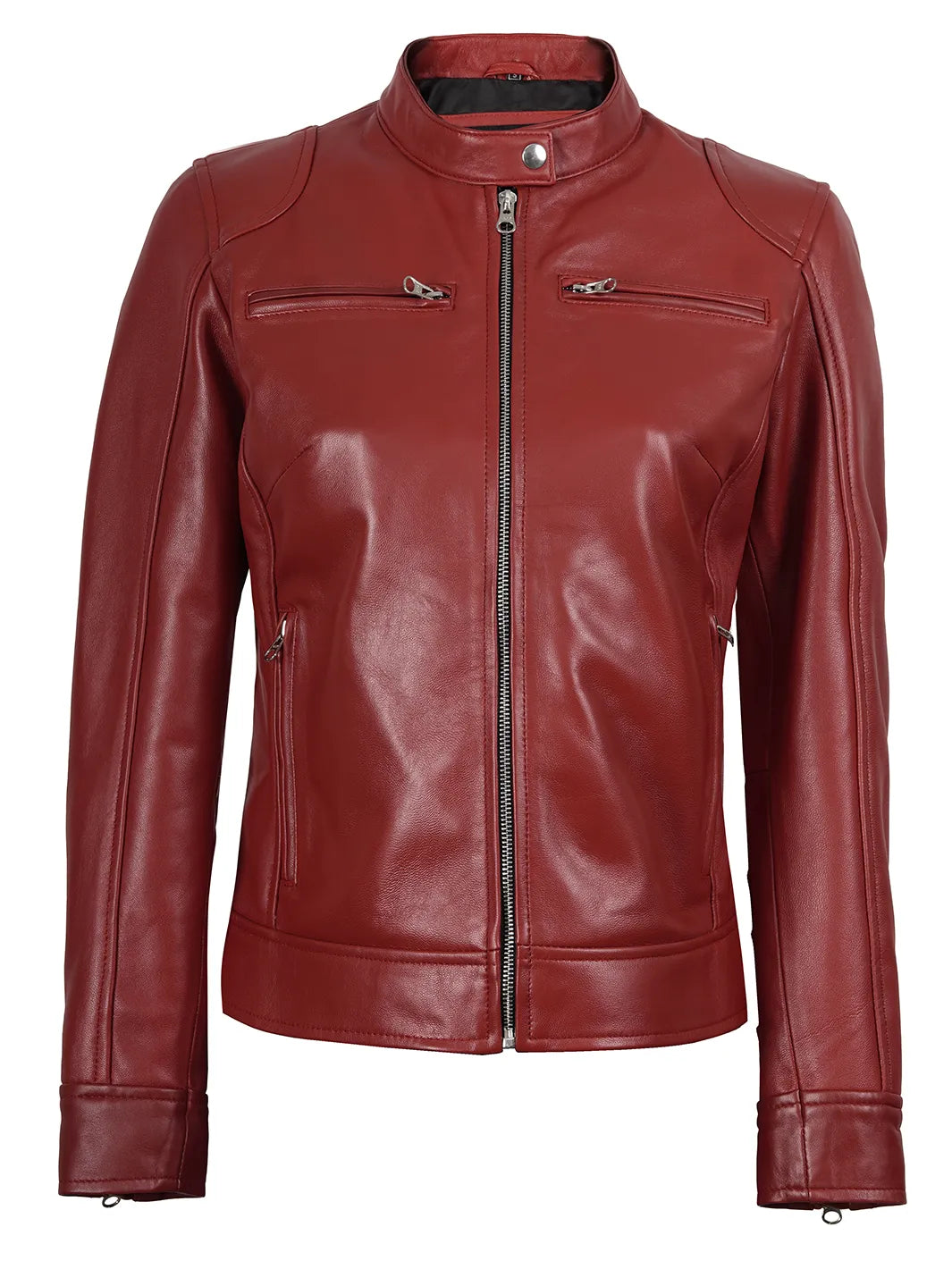 biker leather jacket red