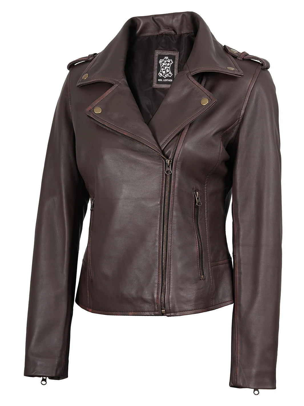 Women's leather biker jacket