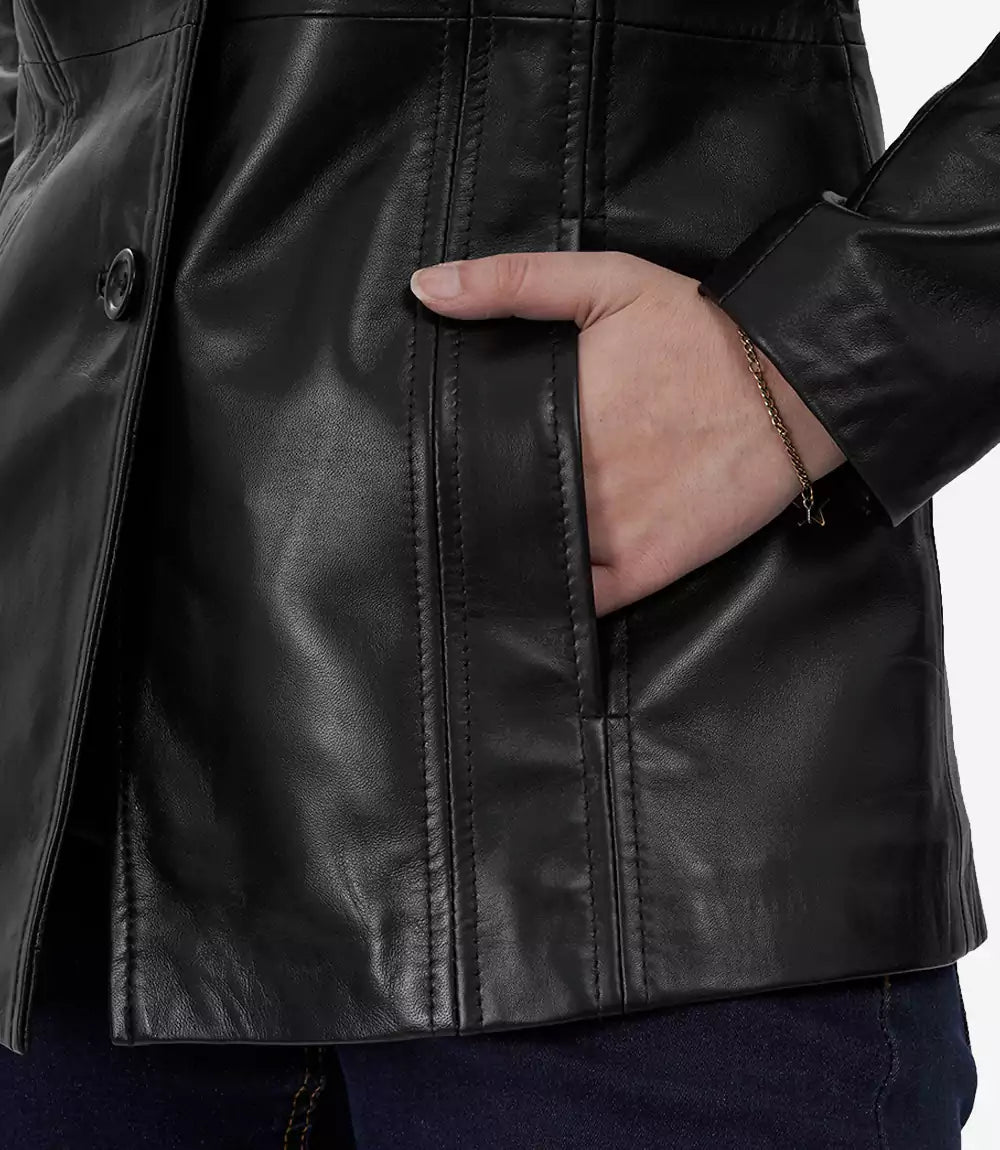 Womens Black Leather Real Lambskin Jacket