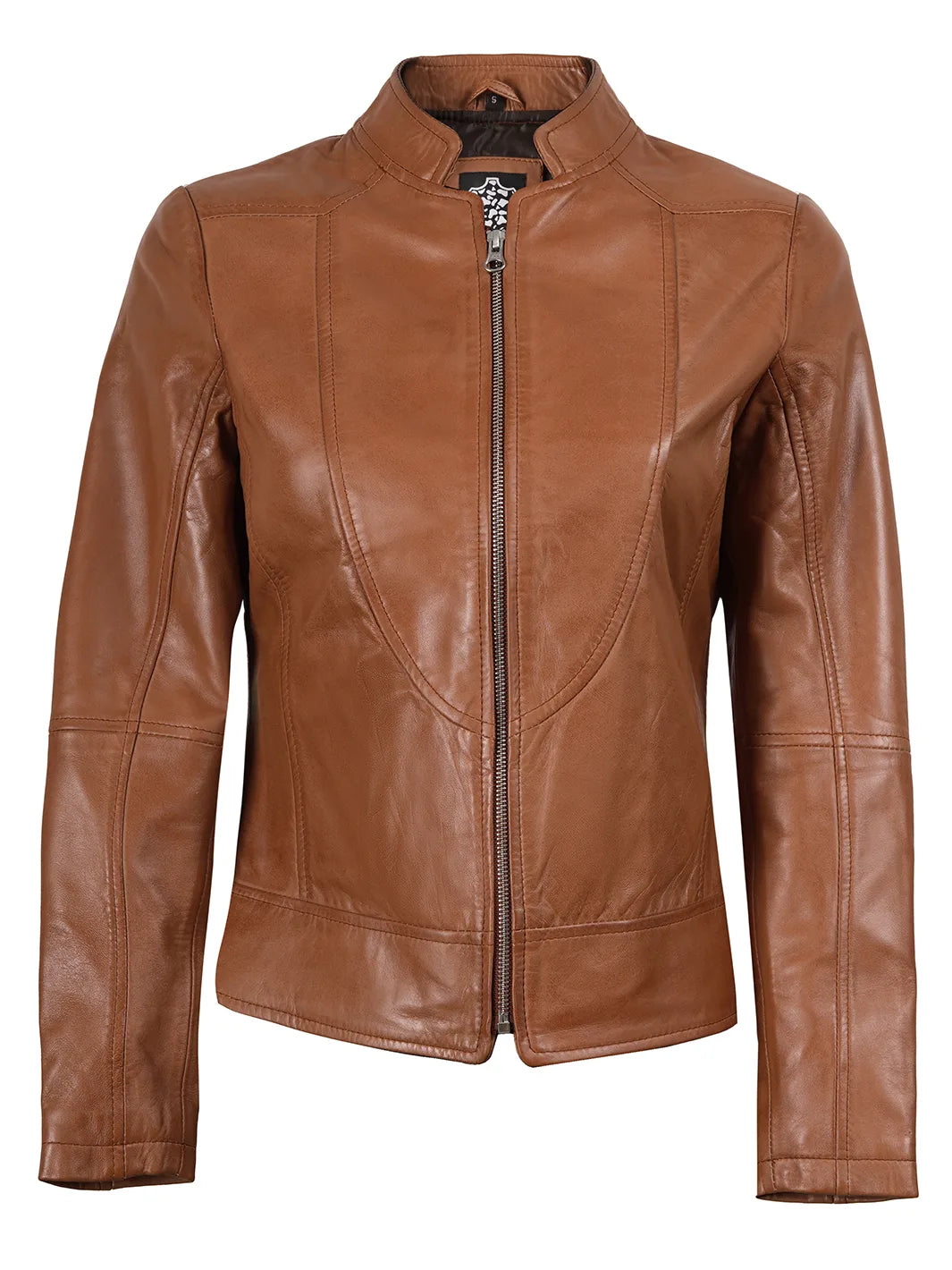 womens tan leather jacket